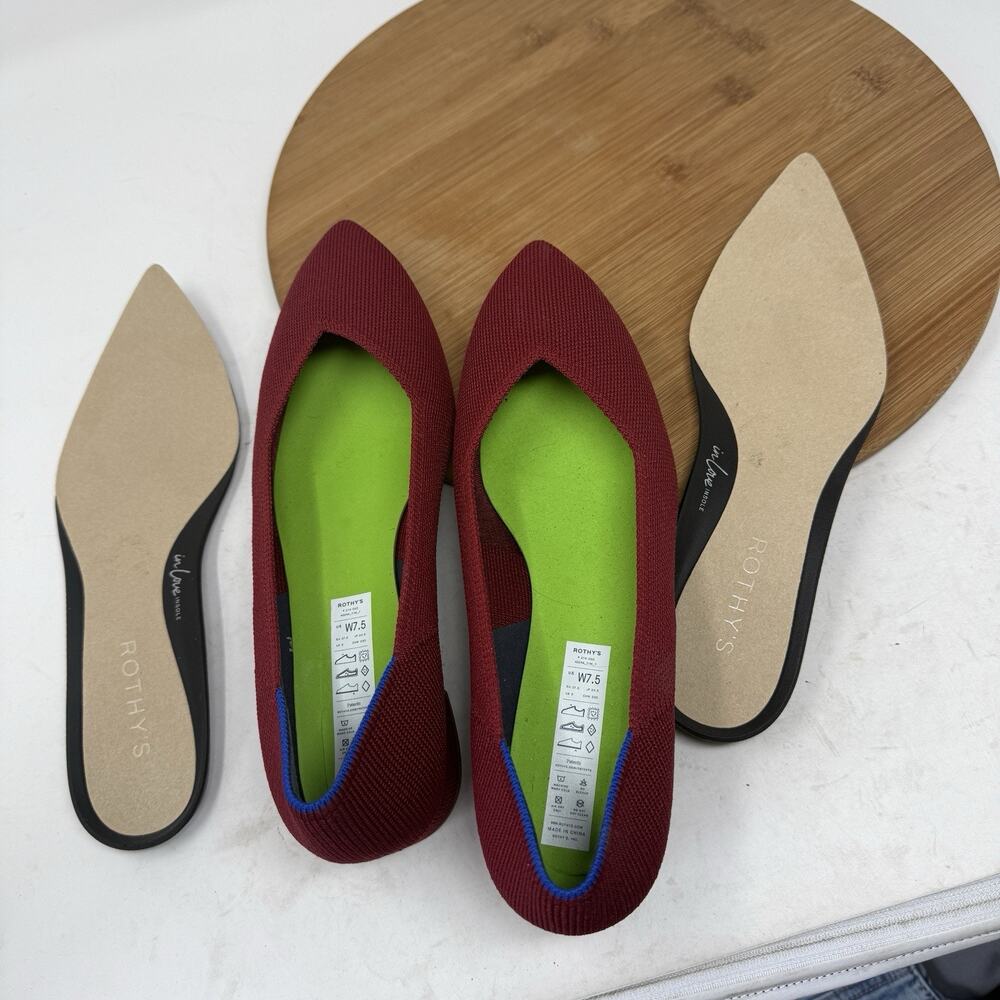 Rothys The High Point Pointed Toe Heels Autumn Red Career Office Womens 7.5 - Picture 8 of 9